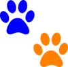 Orange And Blue Paw Prints Clip Art