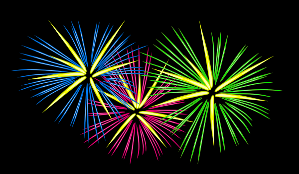 Three Colour Fireworks clip art