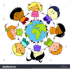 Clipart Of Children Around A Globe Image