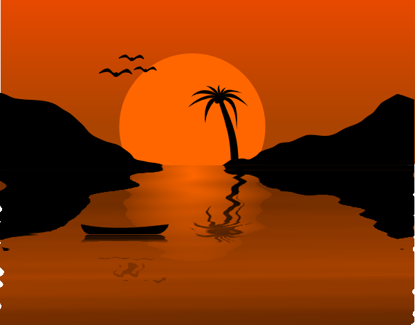 clip art sunrise. Sunset Water Scene clip art