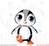 Illustration Of A Cute Baby Penguin With Snowflakes Image
