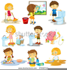 Children Washing Dishes Clipart Image