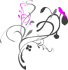 Birds On A Branch Gray - Pink Clip Art