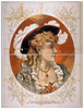[bust View Of Woman, Wearing Plumed Hat And Gray Dress] Image