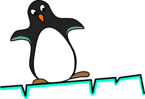 Wobbling Penguin On Ice Clip Art
