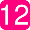Hot Pink, Rounded, Square With Number 12 Clip Art