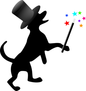 Dog Silhouette With Hat And Wand Clip Art