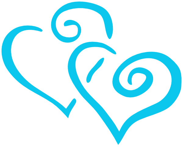 Intertwined Teal Hearts clip art