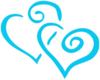 Intertwined Teal Hearts Clip Art