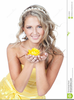 Girl Holding Flower Clipart Image