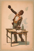 [african American, Standing At Desk, With One Hand Resting On Papers And One Hand Raised] Image