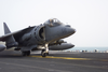 An Av-8b Harrier Prepares To Take Launch From The Flight Deck Aboard The Amphibious Assault Ship Uss Tarawa (lha-1) To Support Ground Combat Operations In Southern Iraq Image