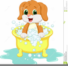 Dog Getting Bath Clipart Image