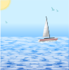 Sea Scene With Boat Clip Art