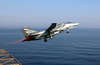 An F-14a Tomcat Assigned To The Black Knights Of Fighter Squadron One Five Four (vf-154) Makes A Catapult Launch Image