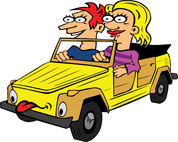 Girl And Boy Driving Car