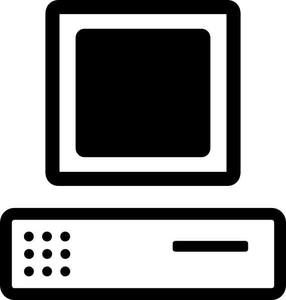 computer screen clipart. B W Cartoon Computer Base