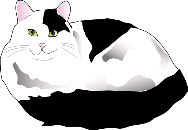 Missiridia Black And White Fluffy Cat Clip Art at Clker.com - vector