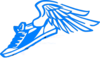Blue Running Shoe With Wings Clip Art
