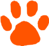 Dark Orange Paw Print Clip Art