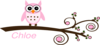 Pink Owl On Branch Clip Art