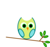 Turquoise Green Owl On A Branch Clip Art