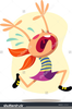 Scared Girl Running Clipart Image