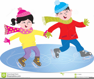 Kids Ice Skating Clipart Image