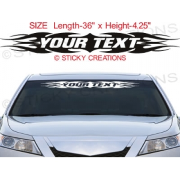 #114 PERSONALIZED Text Custom Name Windshield Decal Graphic Sticker Tribal Flame 