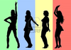 Vector Drawing Silhouettes Of Dancing Girls In A Nightclub Image
