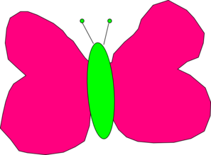 Hot Pink And Lime Green Butterfly Clip Art