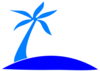 Blue Palm Tree Beach  Clip Art