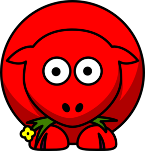 Sheep Red Two Toned Looking Straight Clip Art