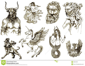 mystical mythological myths criaturas schepselen mystieke mystisk varelser minotaur clker