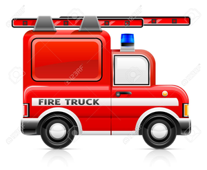 Fire Engine Black And White Clipart Image