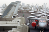 Visibility On The Flight Deck Aboard The Aircraft Carrier Uss Kitty Hawk (cv 63) Is Greatly Reduced As It Passes Through A Strong Sandstorm In The Arabian Gulf. Image