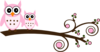 Pink Owl On Branch Clip Art