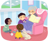 Grandmother Telling Stories Clipart Image