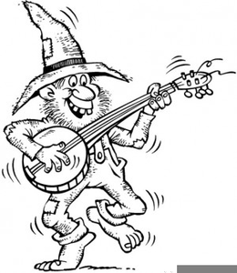 Hillbilly playing banjo line art