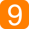 Orange, Rounded, Square With Number 9 Clip Art
