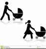 Woman Pushing Stroller Clipart Image