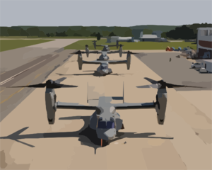 Osprey Aircraft on Four V 22 Osprey Aircraft Sit Along The Flight Line With Rotors