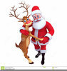 Santa Dancing Reindeer Clipart Image
