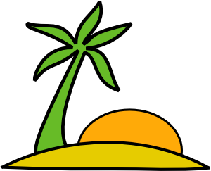 Island, Palm, And The Sun Clip Art