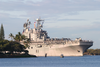 The Amphibious Assault Ship Uss Peleliu (lha 5) Transits The Channel Into Pearl Harbor For A Short Port Visit Image