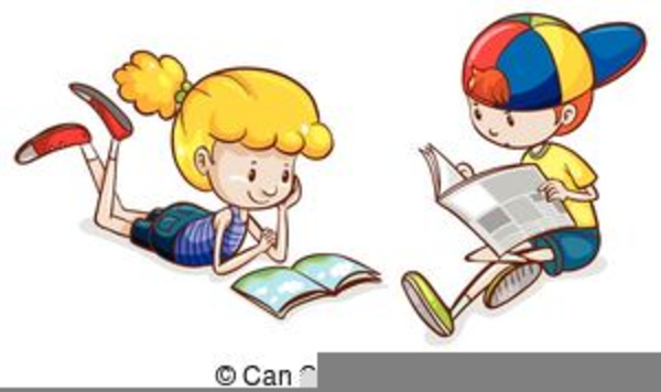 clipart boy and girl reading