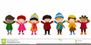 Children In Coats Clipart Image