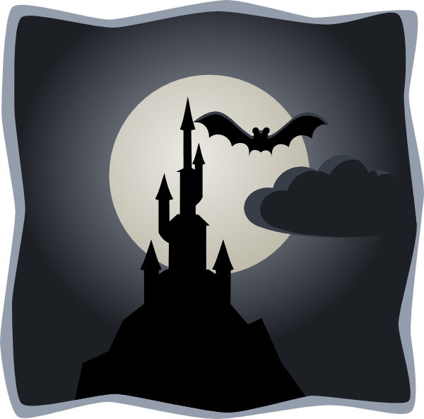 Spooky Castle In Full Moon clip art