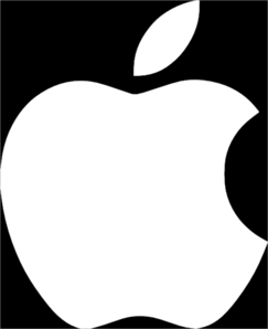 White Apple Logo On Black Background Clip Art