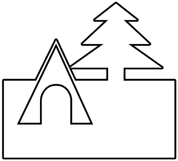 clip art tree outline. Tent And Tree Outline